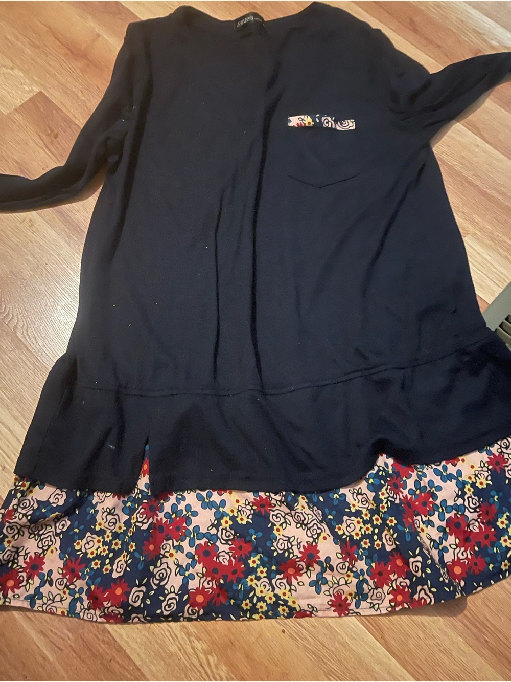 jcpenney Navy Tunic with Multicolor Floral Hem